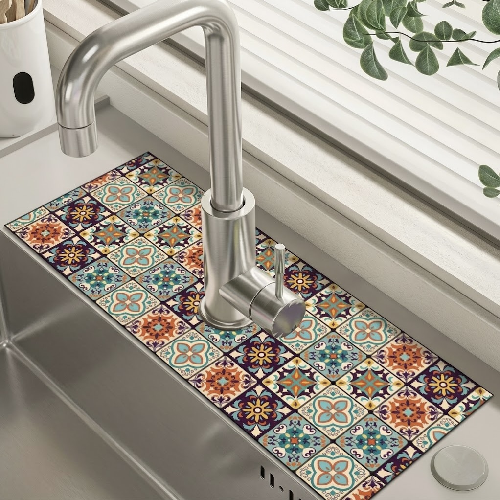 2x Non-Slip Quick-Drying Bohemian Faucet Splash Guards