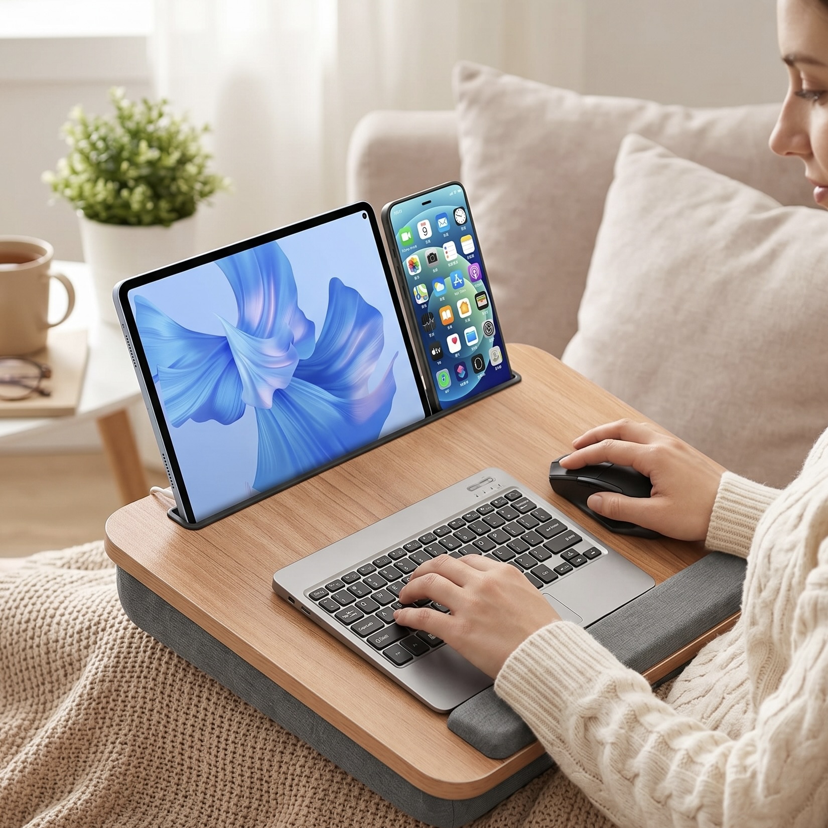 Portable Wooden Pillow Cushion Lap Desk