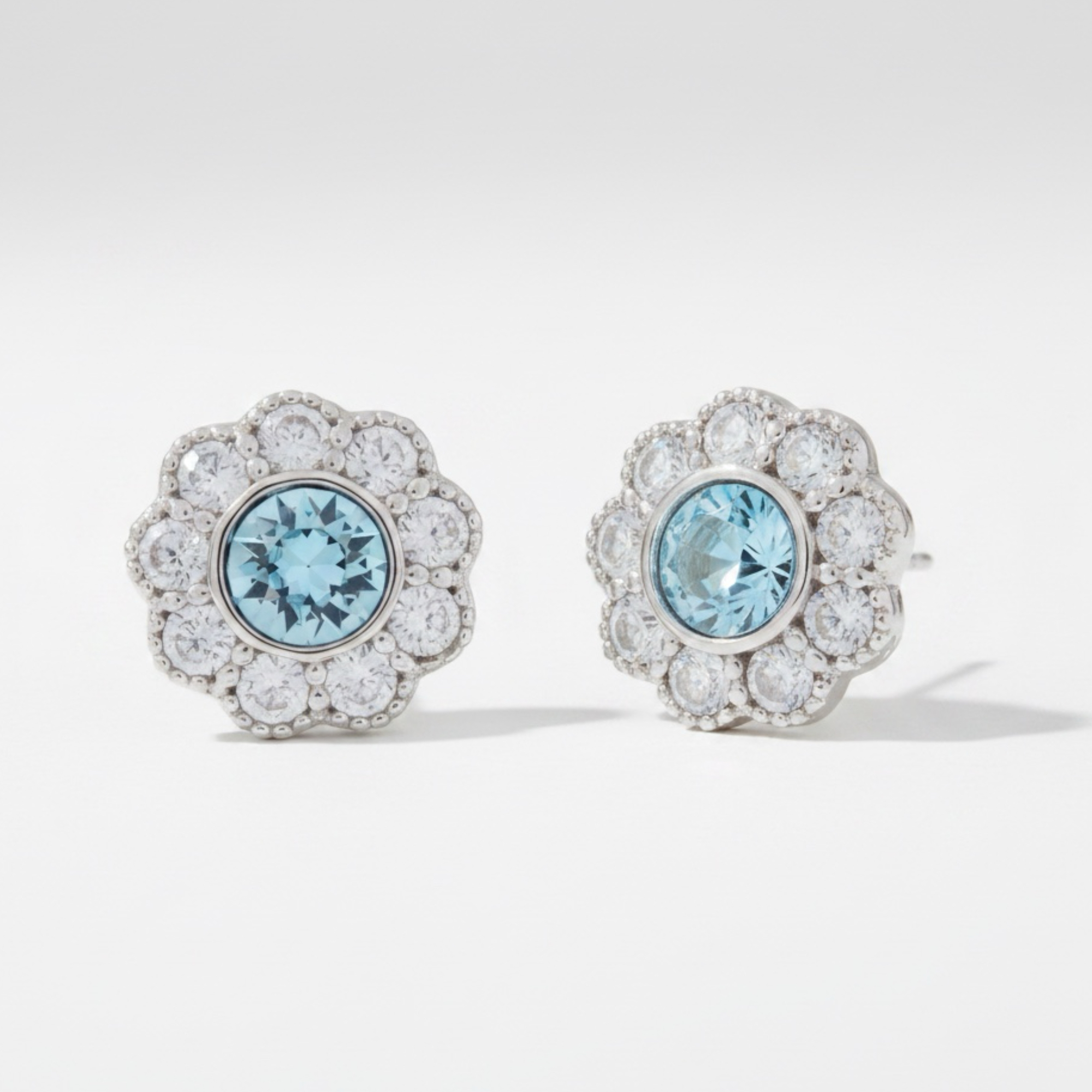 Daisy Flower Studs with Swarovski Crystals