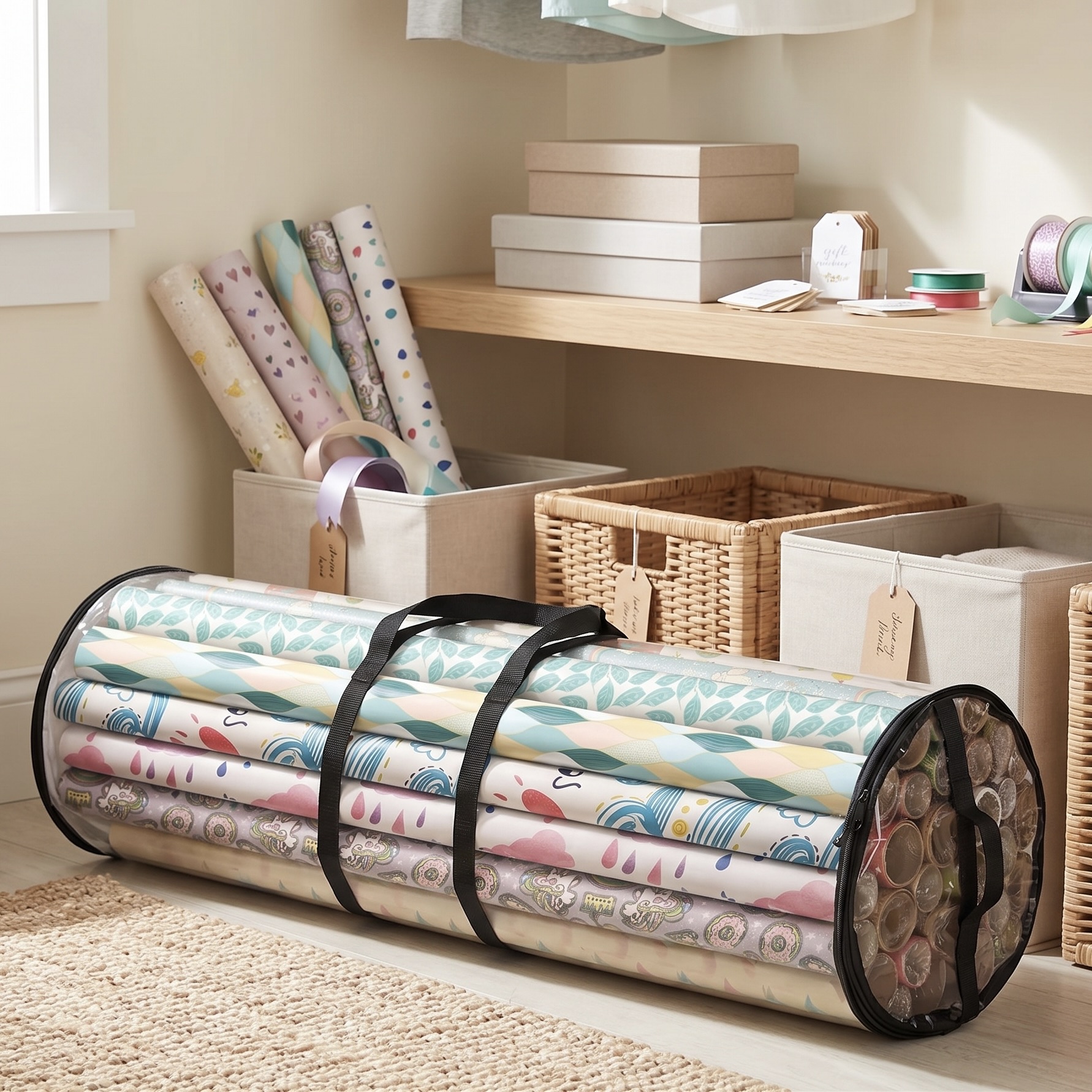 Gift Wrapping Paper Storage Bag