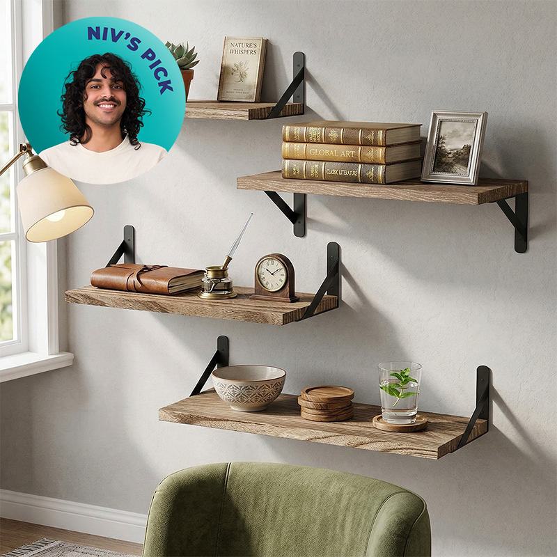 4-Piece Rustic Wooden Floating Shelves