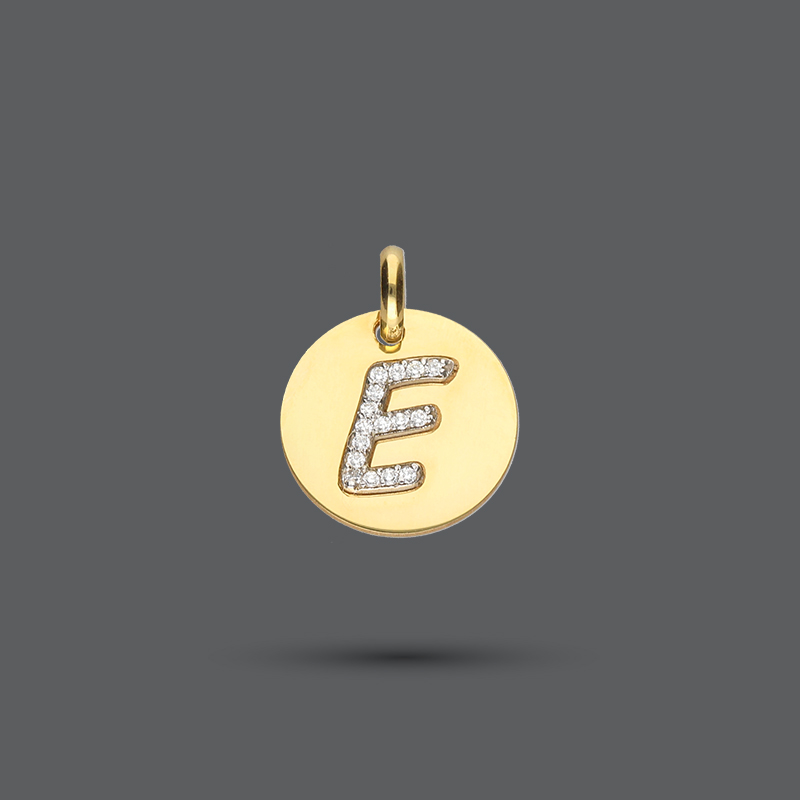 9kt Gold Initial Diamond Disc Pendent
