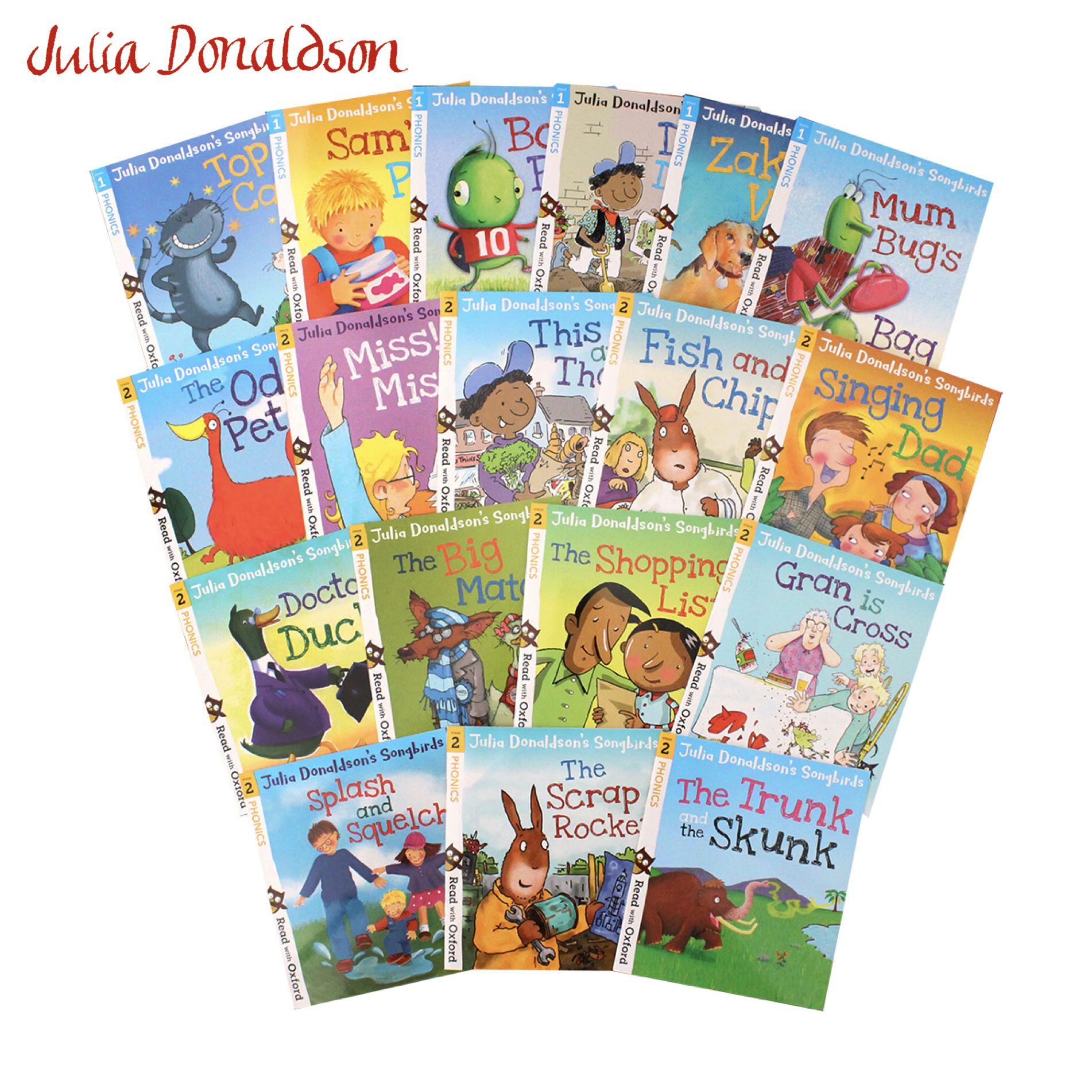 Oxford Reading Tree Songbirds Phonics Stages 1-4 Collection (36 Books)