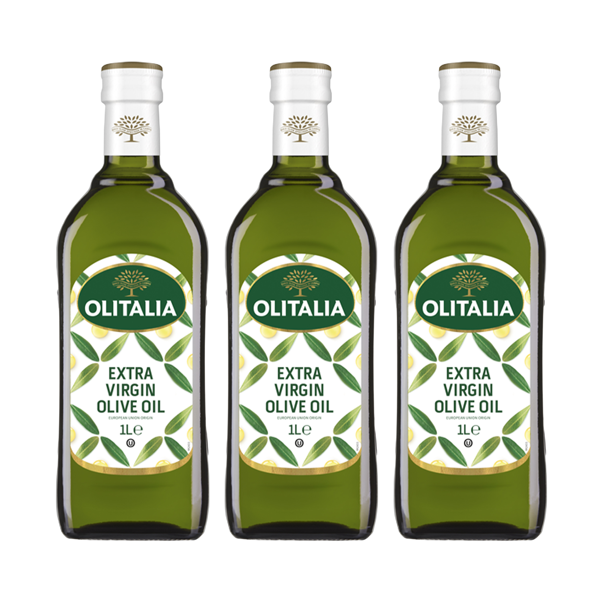 3x 1L Extra Virgin Olive Oil Glass Bottles