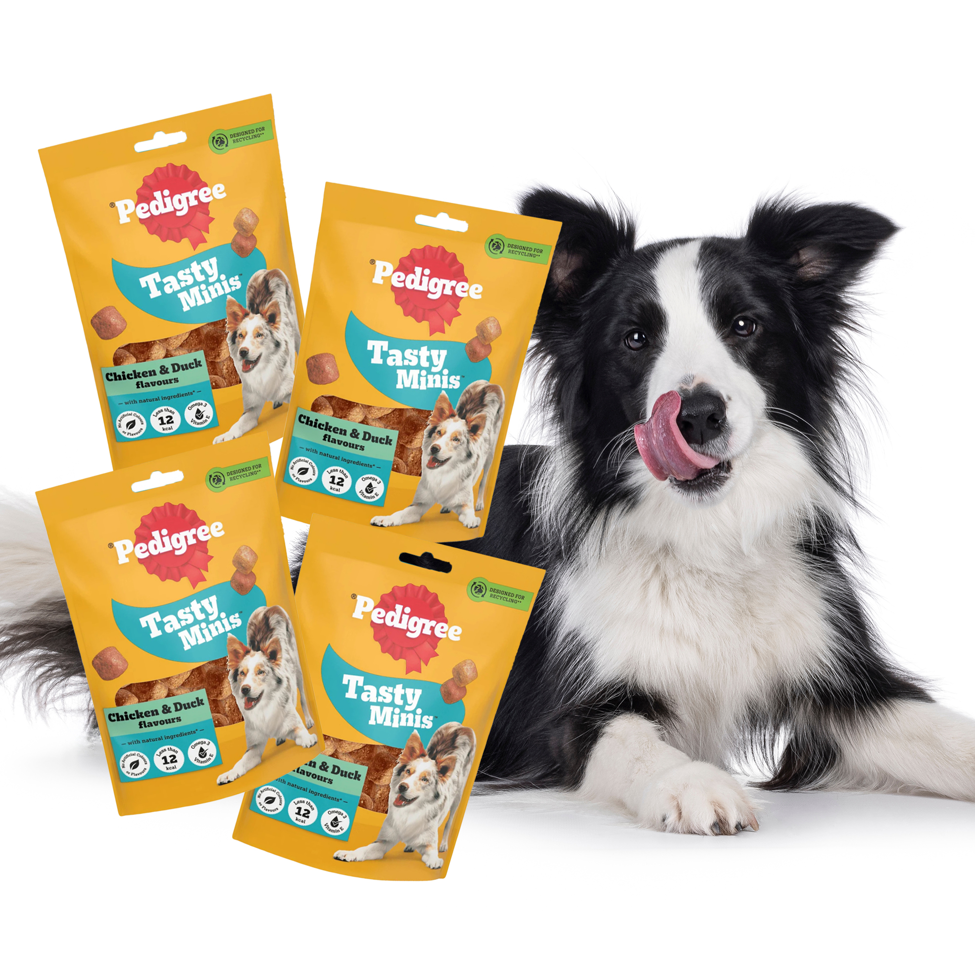 4x Tasty Minis Chewy Chunks Dog Treats