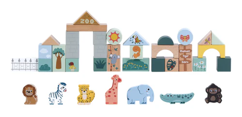 36-Piece Wooden Zoo Blocks