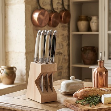 6-Piece Laguiole Steak Knife Set with Wooden Stand