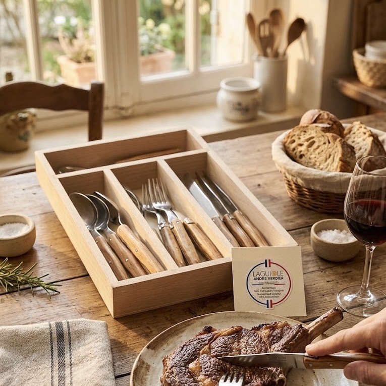 16-Piece Olive Wood Cutlery Set in Wooden Box