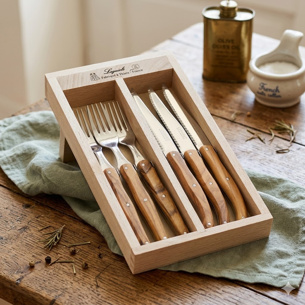 12-Piece Olive Wood Cutlery Set