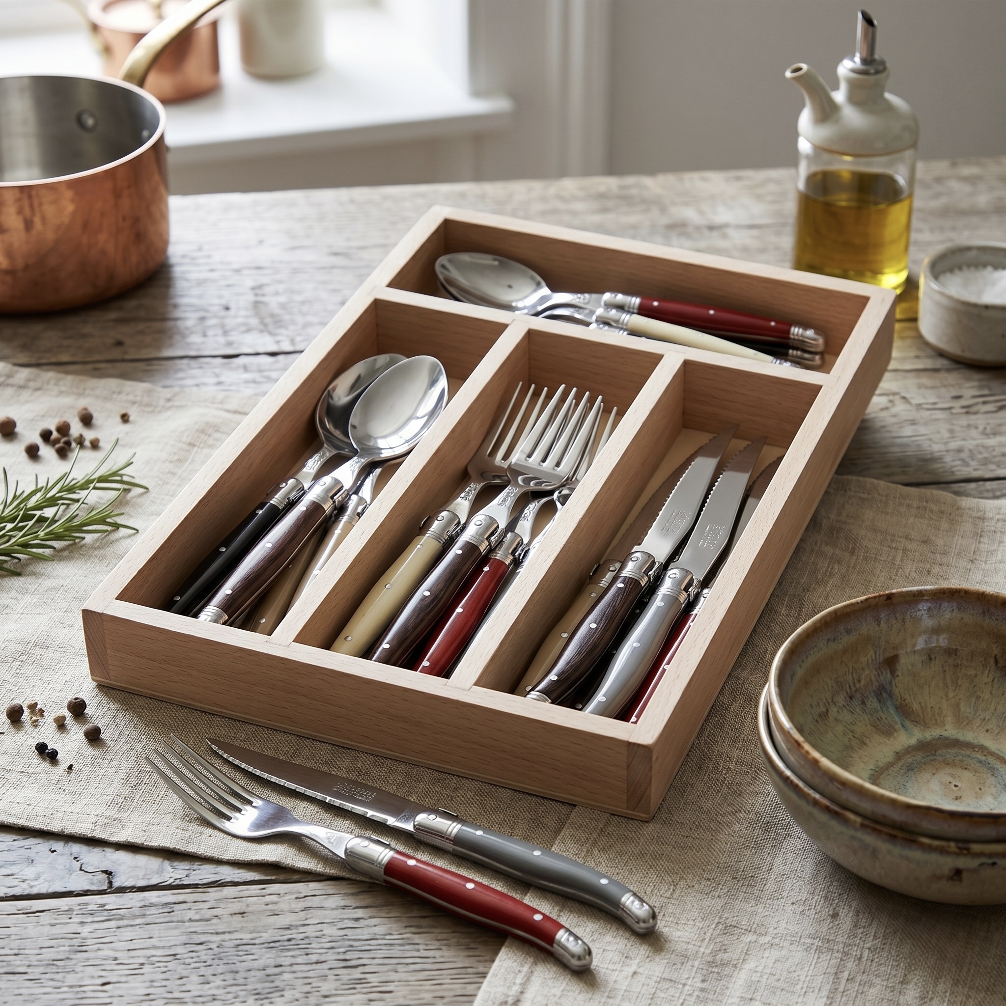 24-Piece Cutlery Set with Steak Knives in Wooden Box