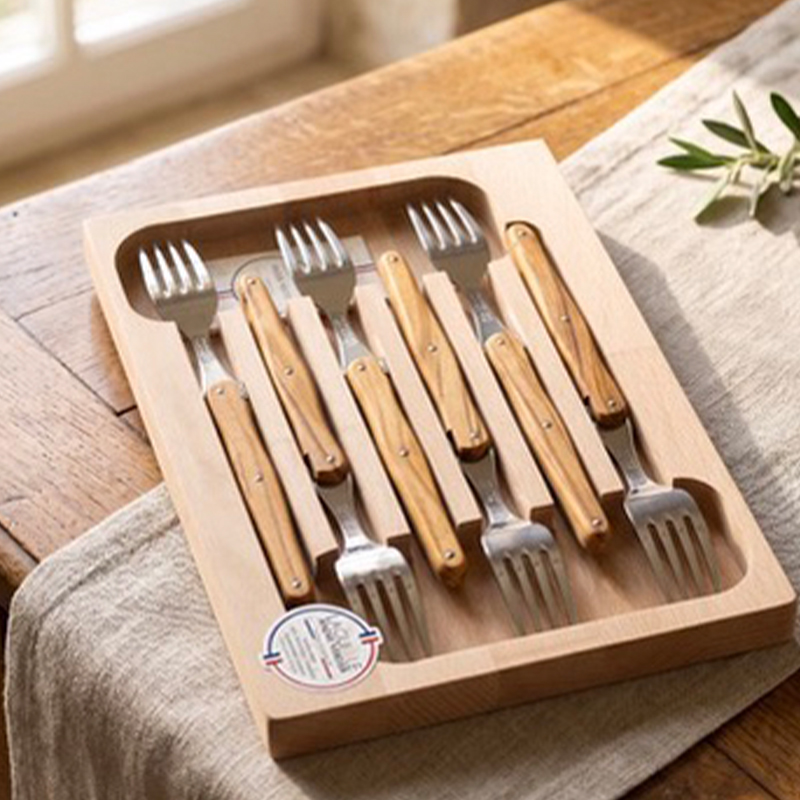 6-Piece Olive Wood Dinner Fork Set