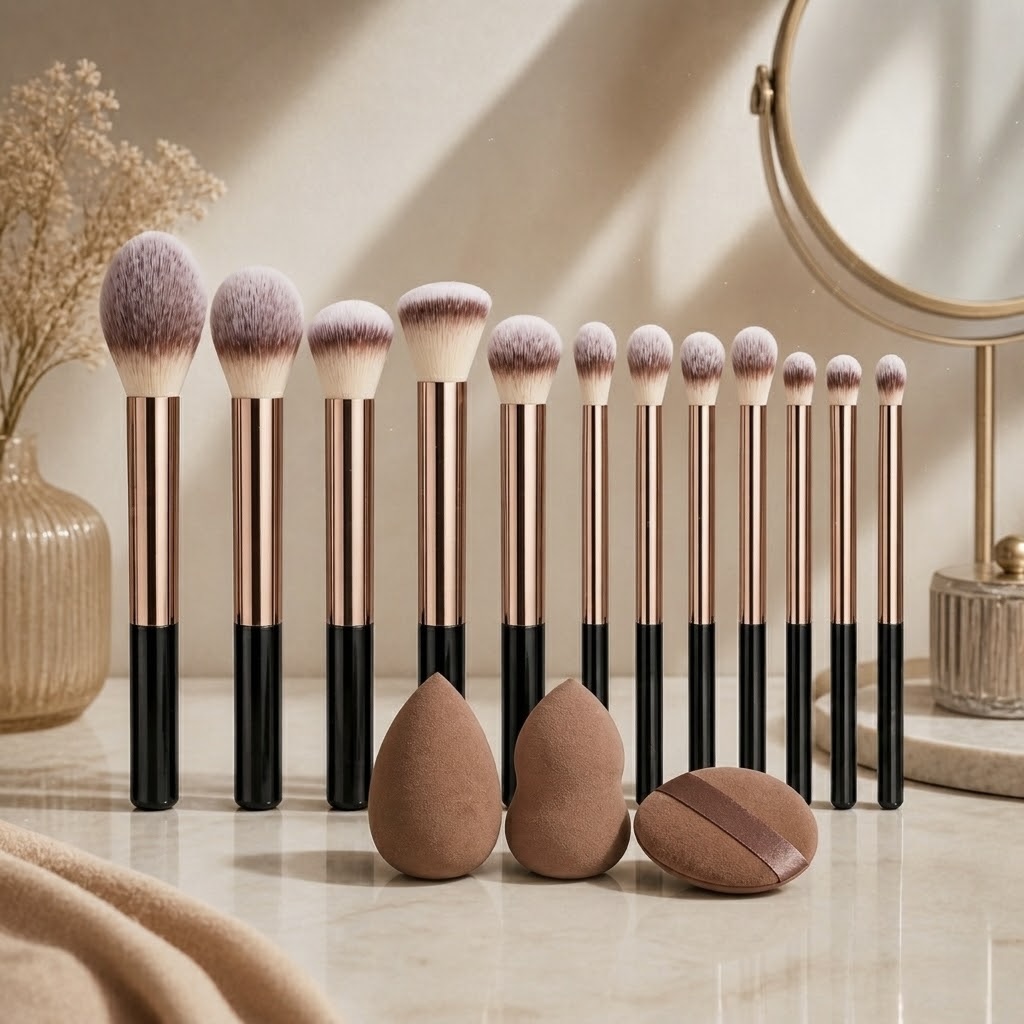 15-Piece Makeup Brush and Sponge Set
