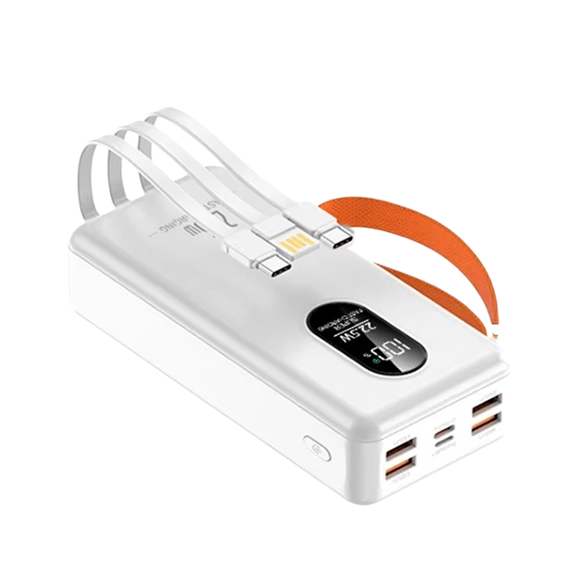 60000mAh 22.5W Fast Charger Power Bank with Built-In Cable and Light