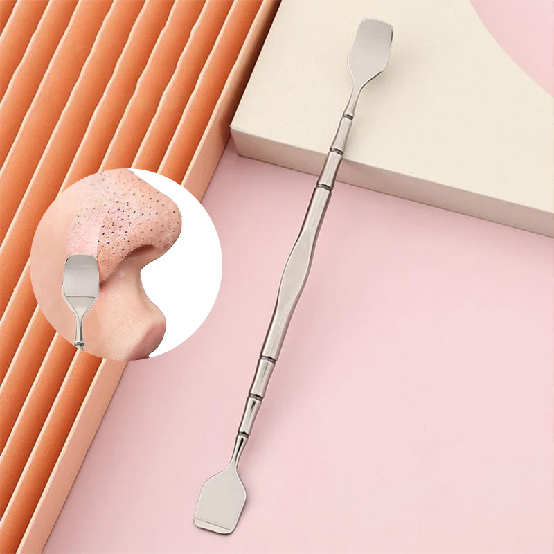 Stainless Steel Double-Ended Blackhead Remover Tool with Pouch