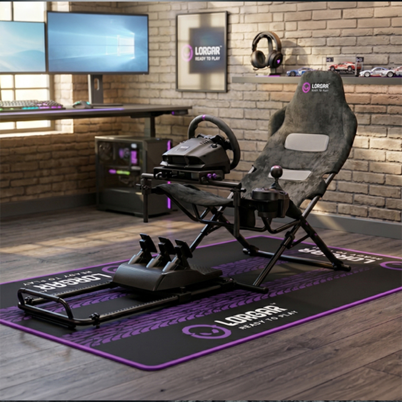 Foldable Advanced FLEX Sim Racing Cockpit with Stitched Edge Floor Mat (Model: RAF1)