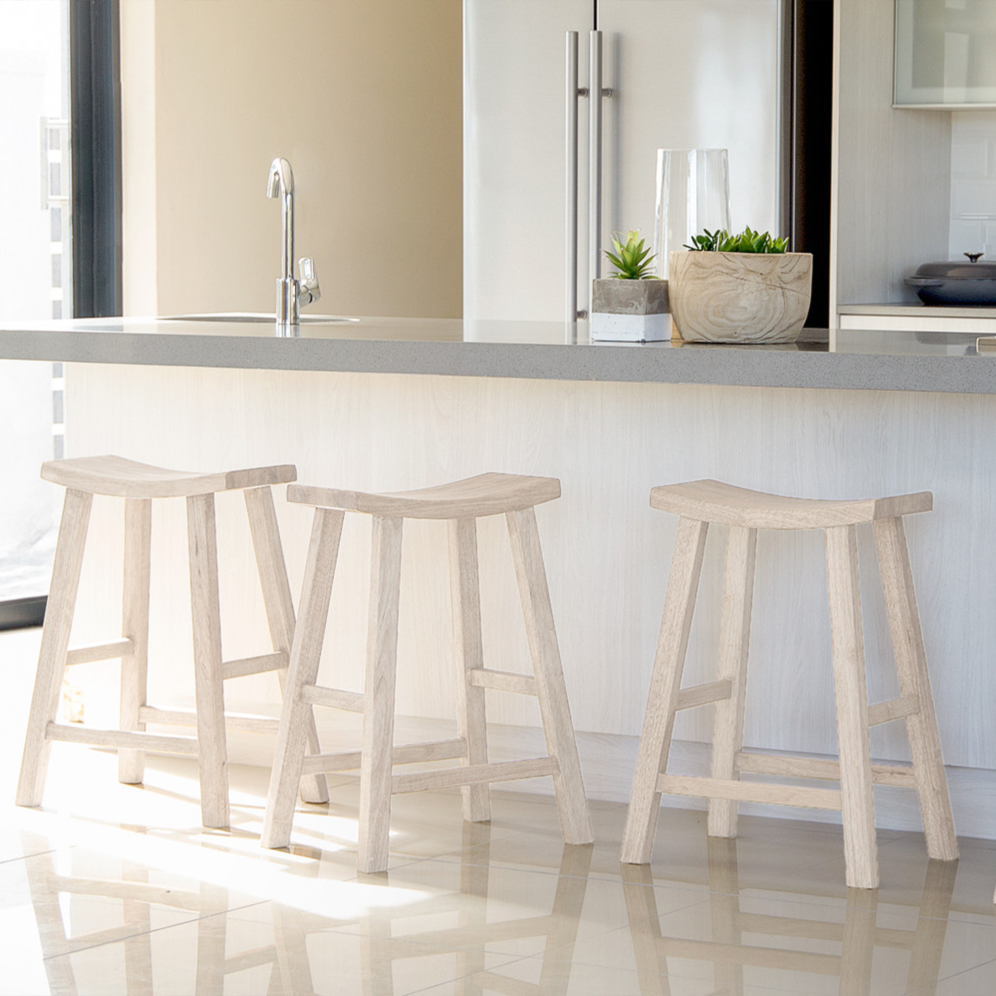 Solid Saddle Style Counter Stool