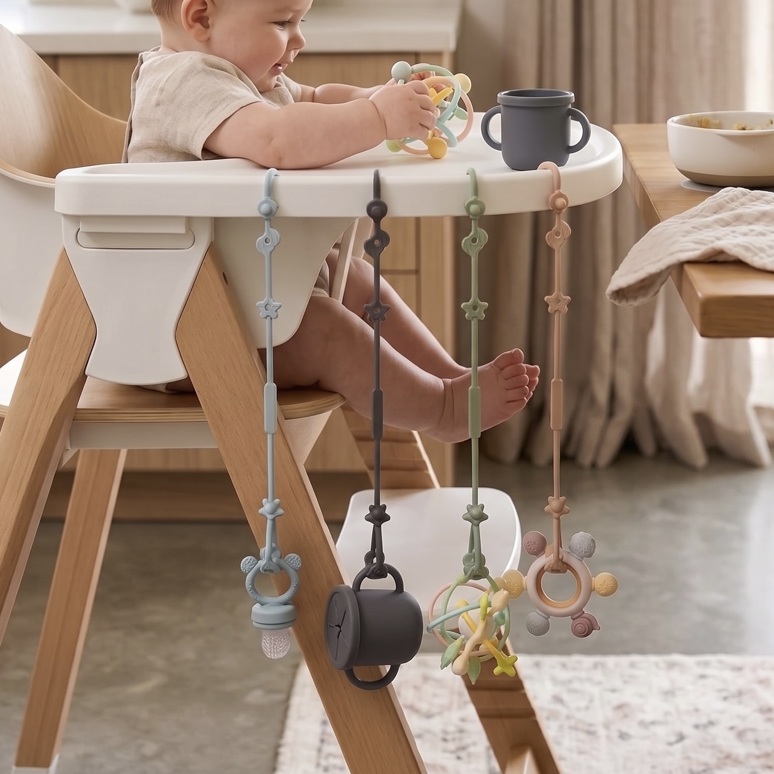 4x Adjustable Silicone Baby Anti-Loss Straps