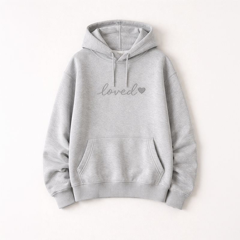 Ladies Loved Embroidered Drawstring Hoodie