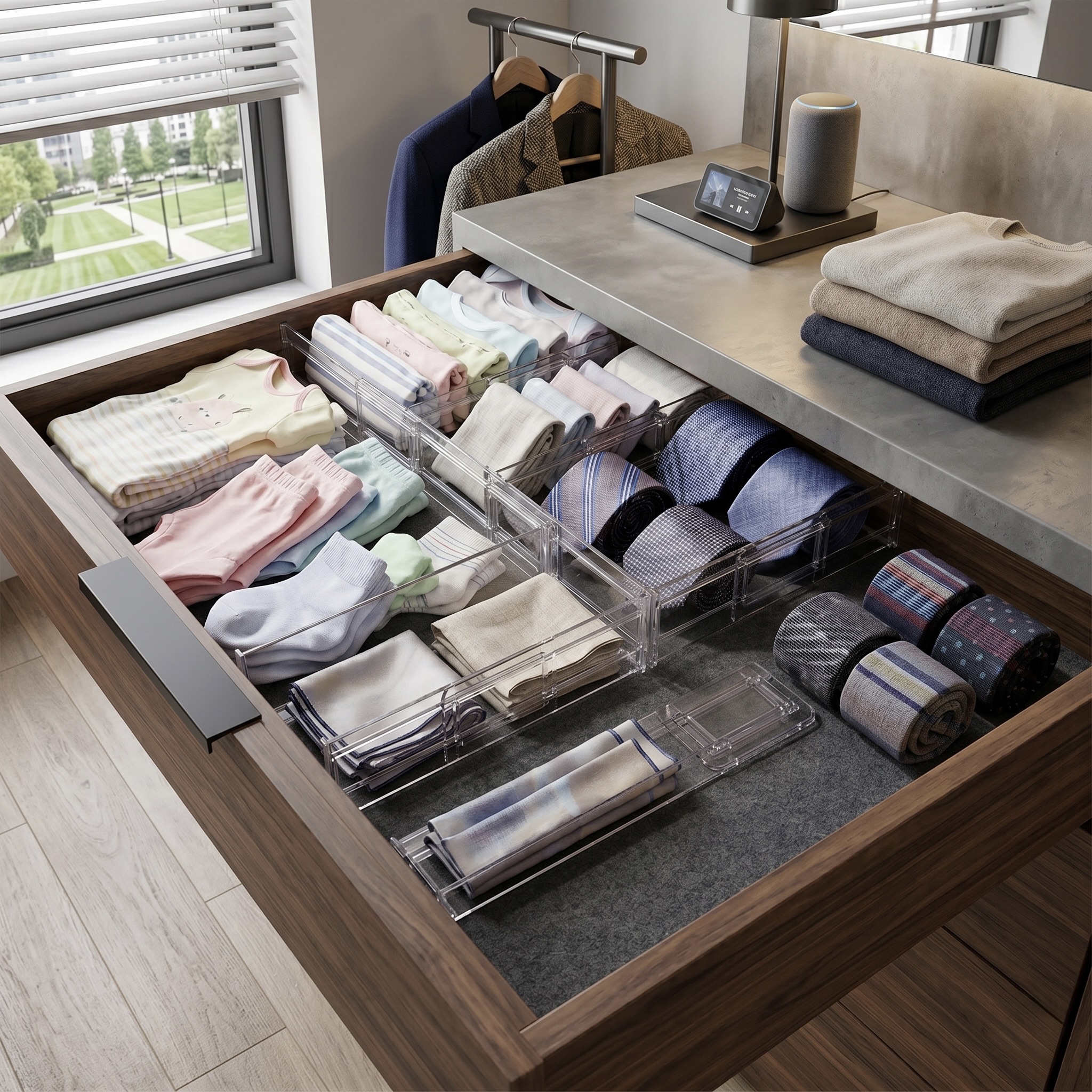 8x Adjustable Clear Acrylic Drawer Dividers