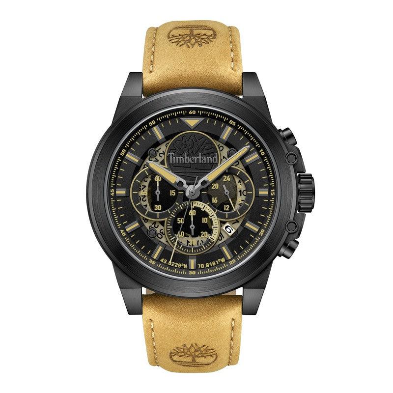 Men's Black Fast Strike Leather Strap Watch