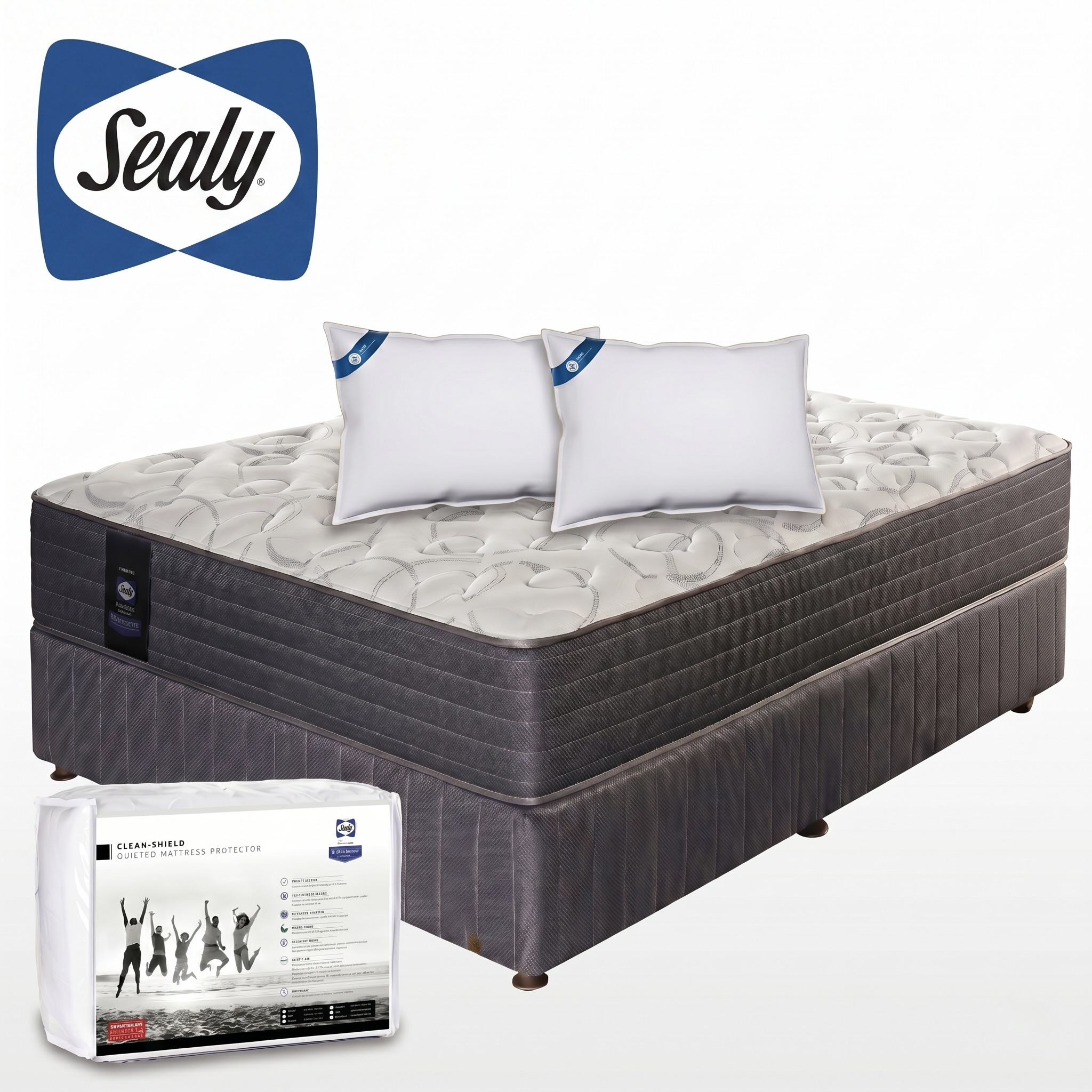 Resort Firm Mattress or Bed Set with Mattress Protector and Pillows
