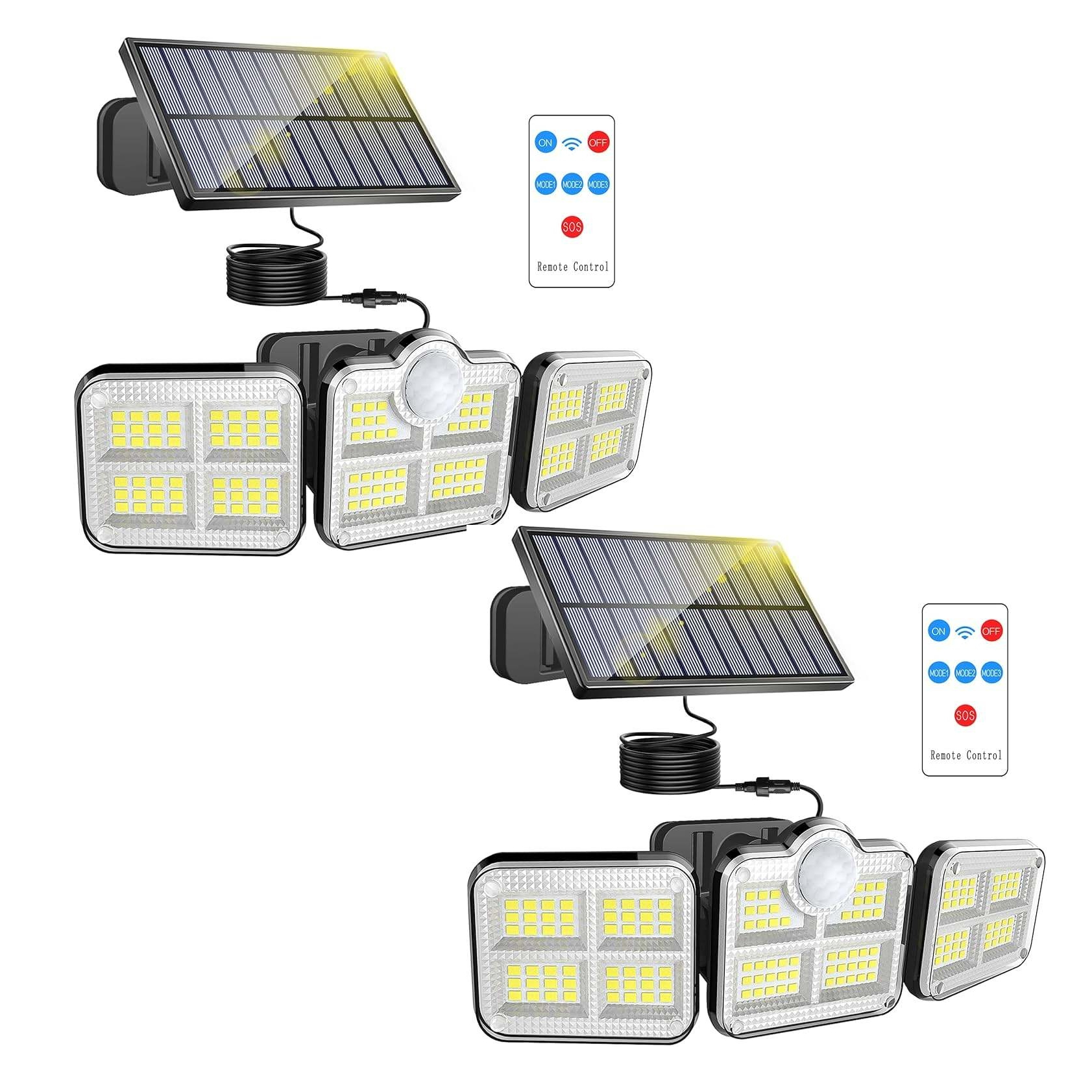 2x LED Split Solar Sensor Street Lights with Remote