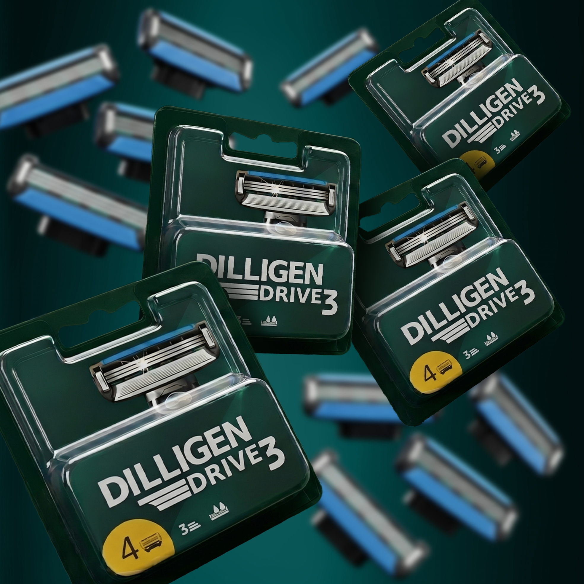 4x 4's Gillette Mach3 Compatible Replacement Razor Blades