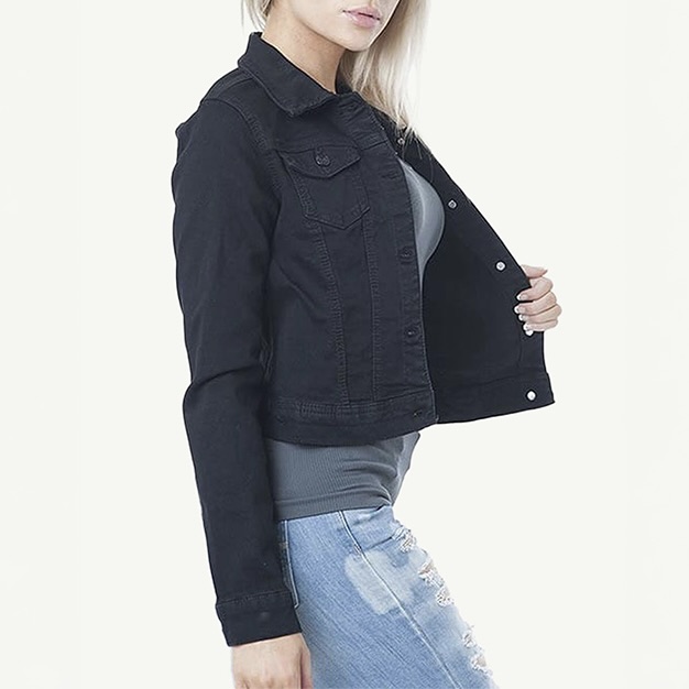 Ladies Fitted Finley Classic Denim Cropped Jacket
