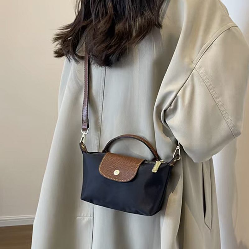 2x Nylon Crossbody Bags with Faux Leather Accents