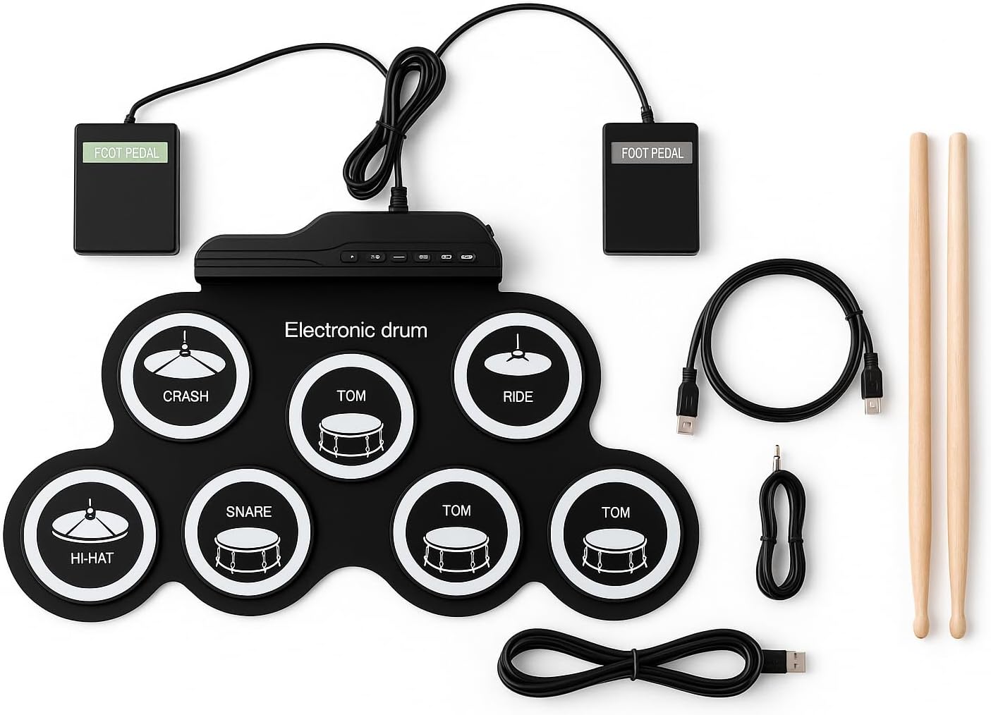 Portable Electronic Drum Set with 7 Pads