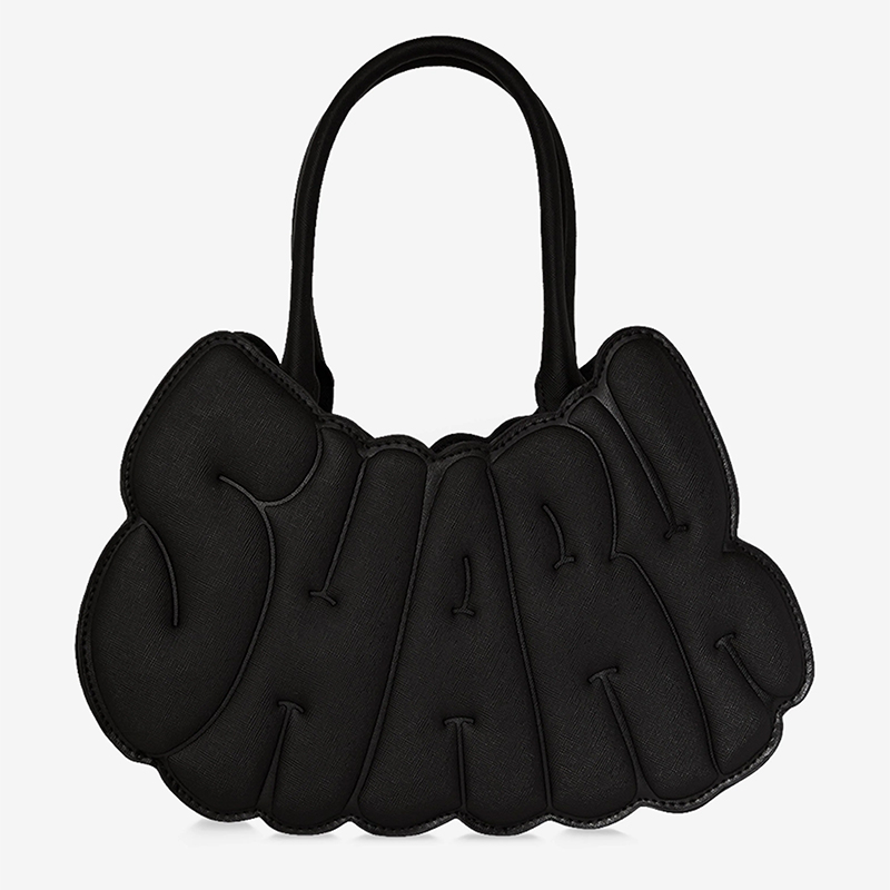 Metallic Drip Bubble Letter Shark Handbag