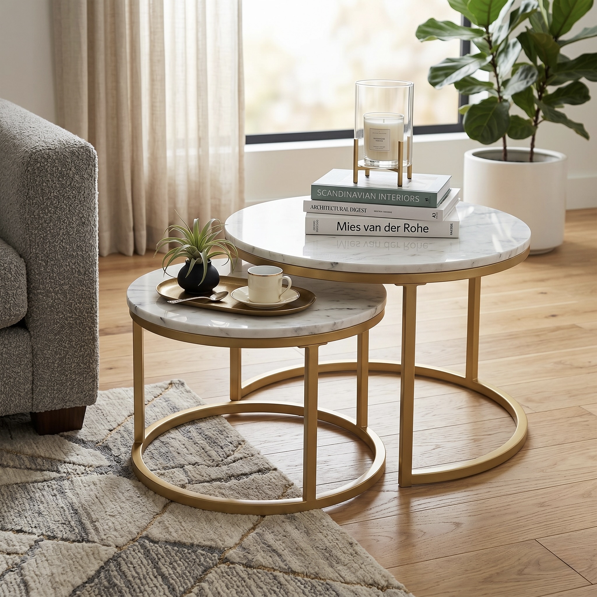 2-Piece Round Nesting Table Set