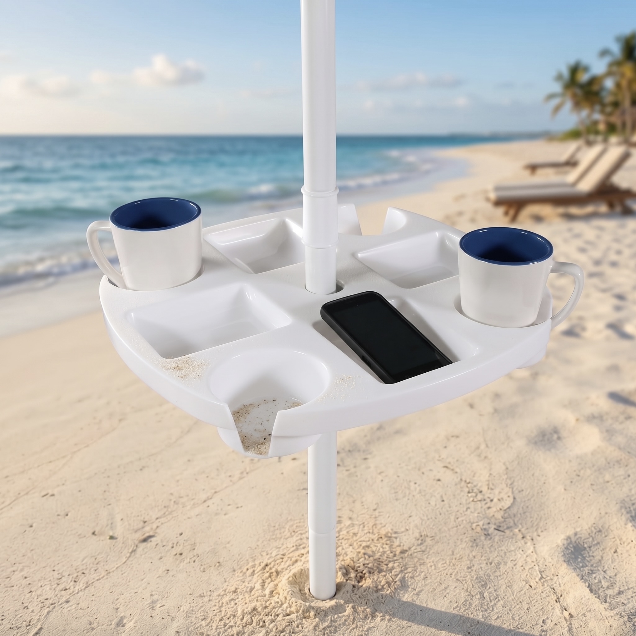 Adjustable Umbrella Cup Holder and Snack Tray
