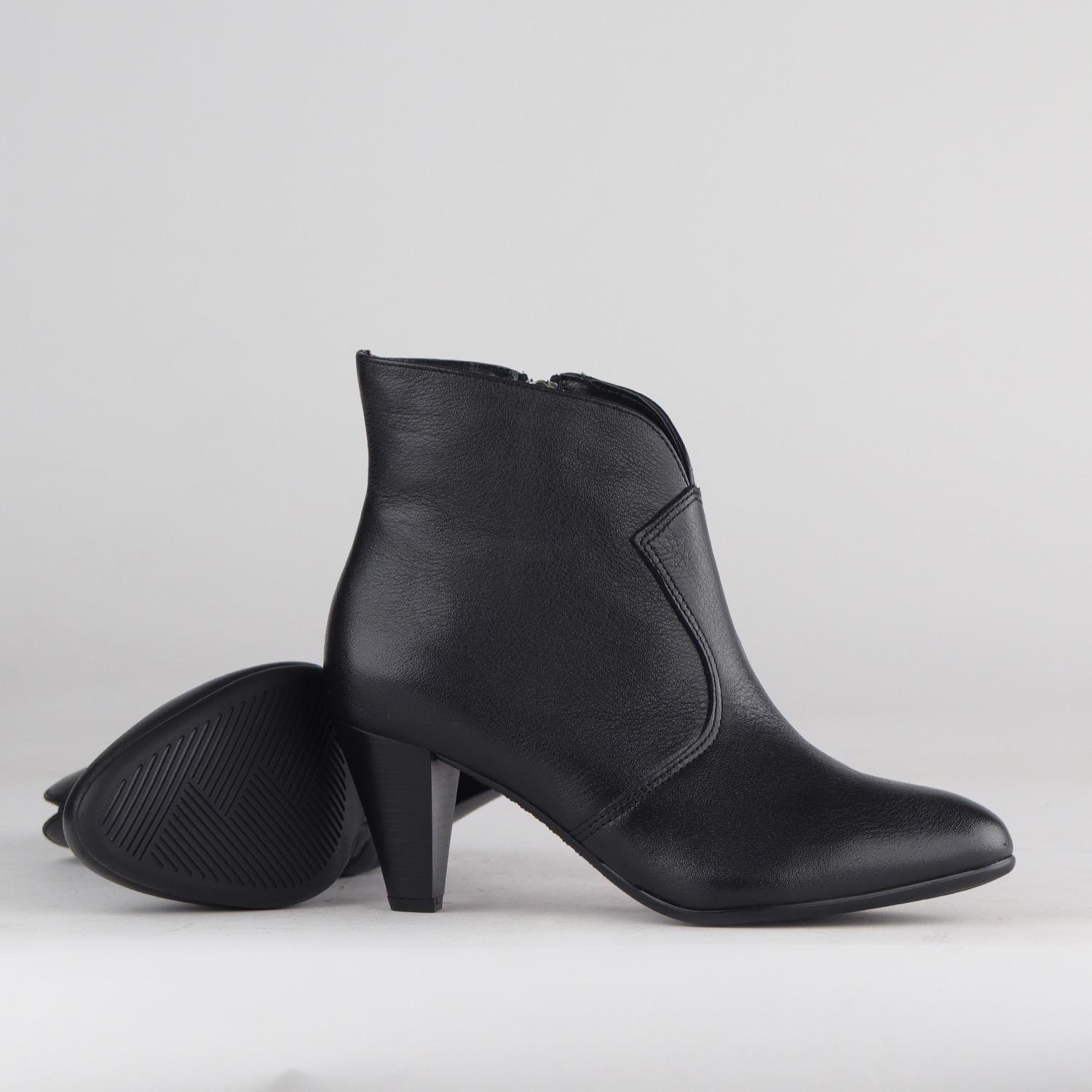 Ladies Black Genuine Leather Pointed Toe Ankle Boots