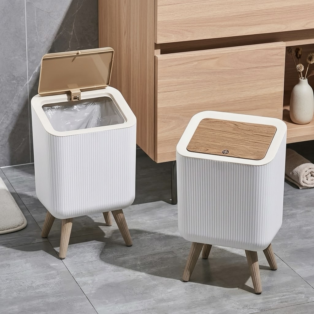 2x 10L Push-Top Trash Cans