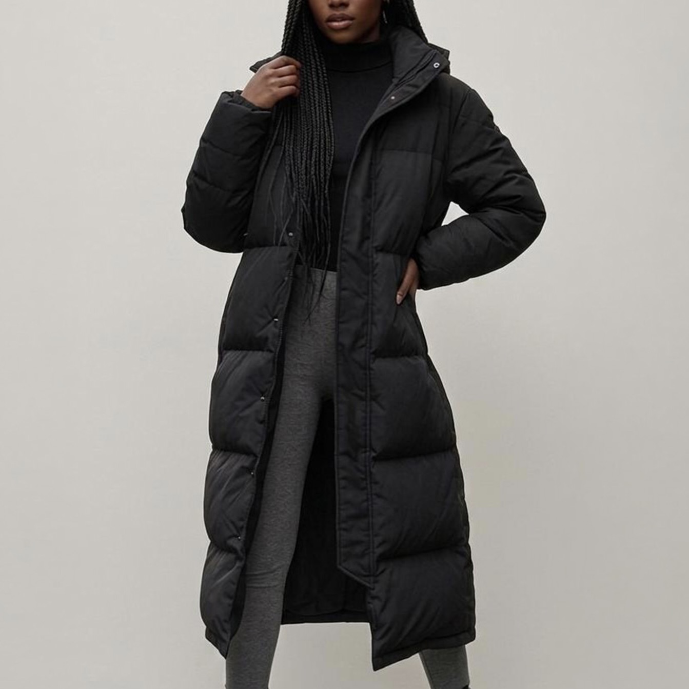 Ladies Hooded Long Puffer Jacket