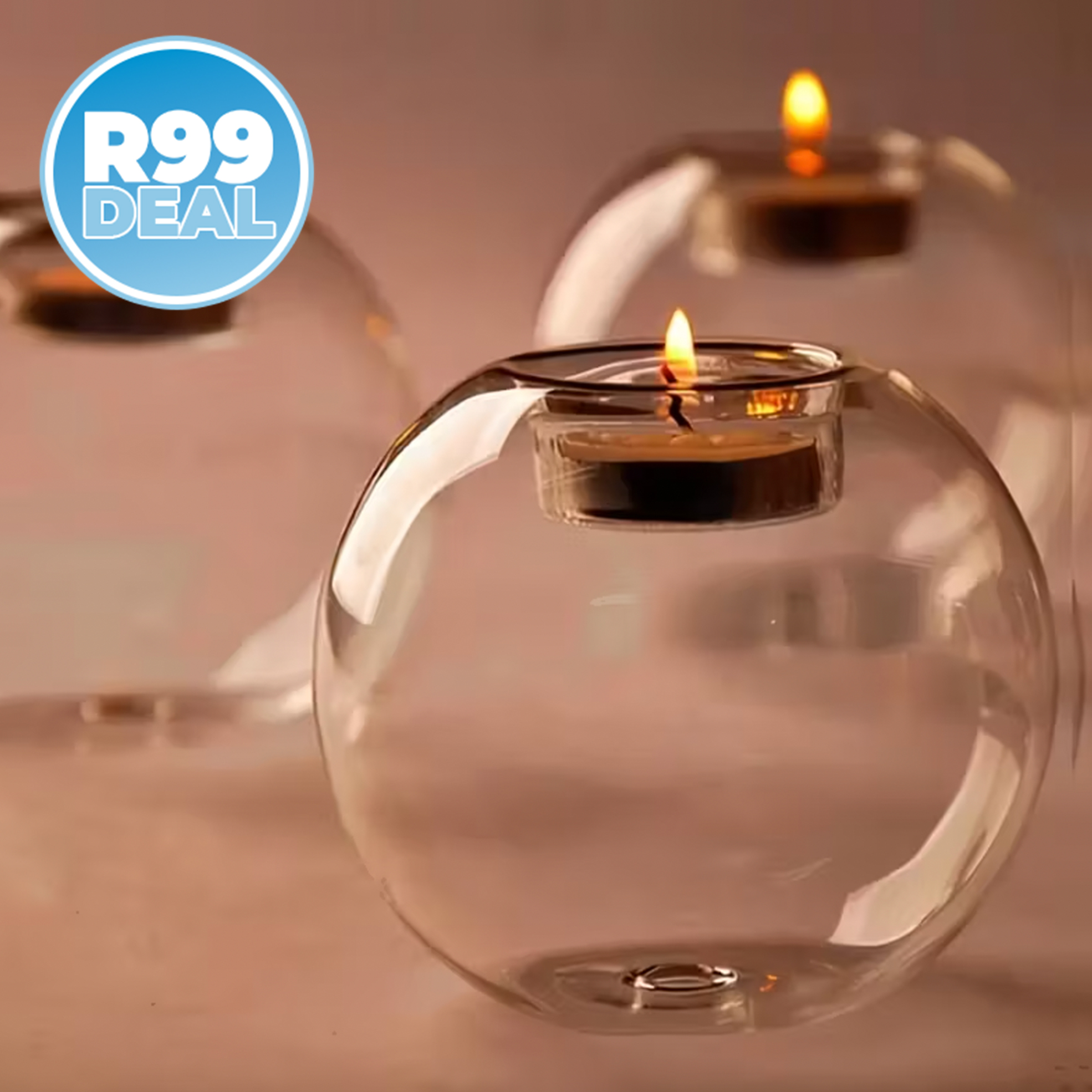 VeraGlow Round Borosilicate Glass Tealight Candle Holder — R99 on OneDayOnly (was R220)