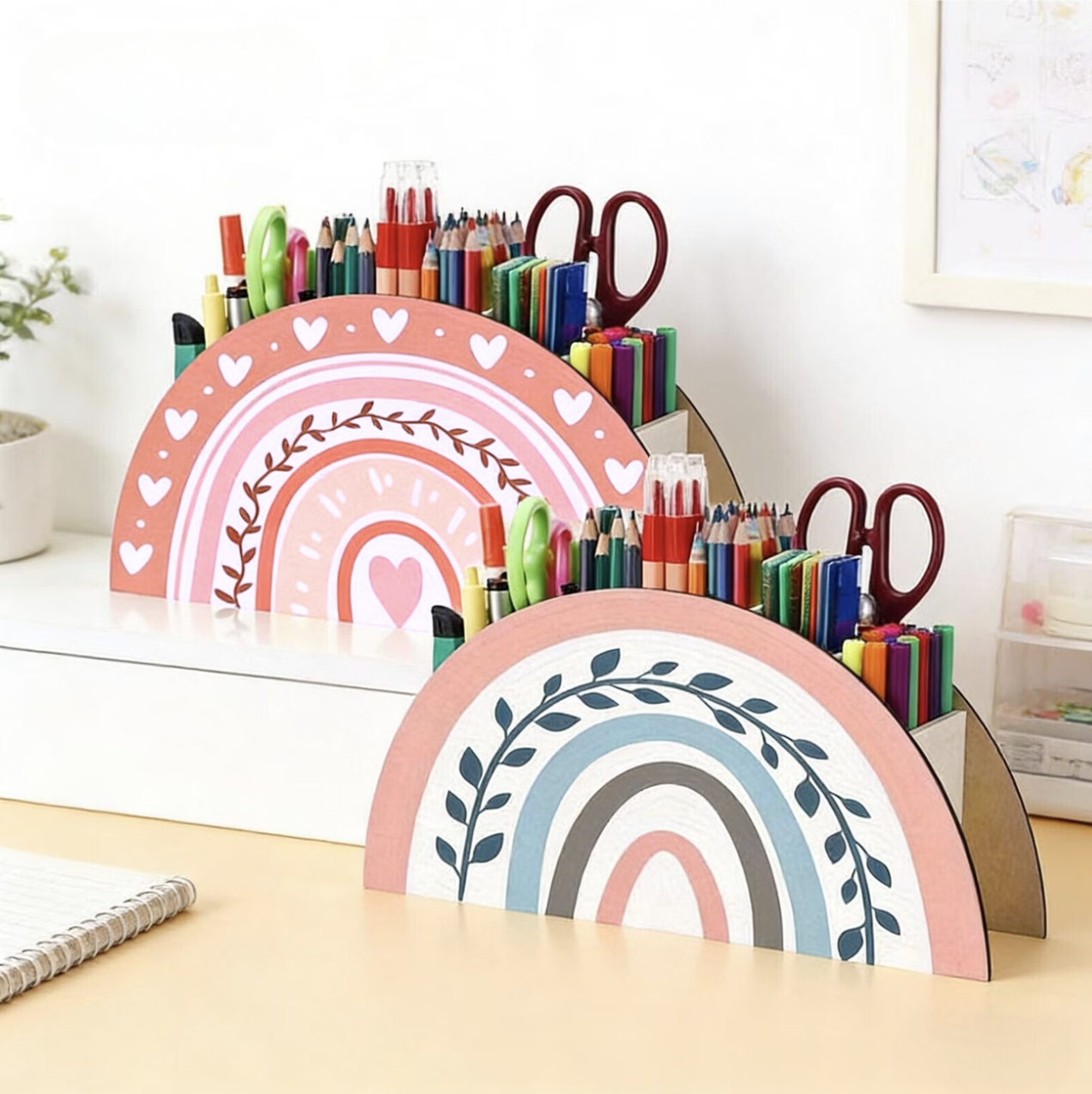5-Slot Wooden Stationery Organiser and Holder