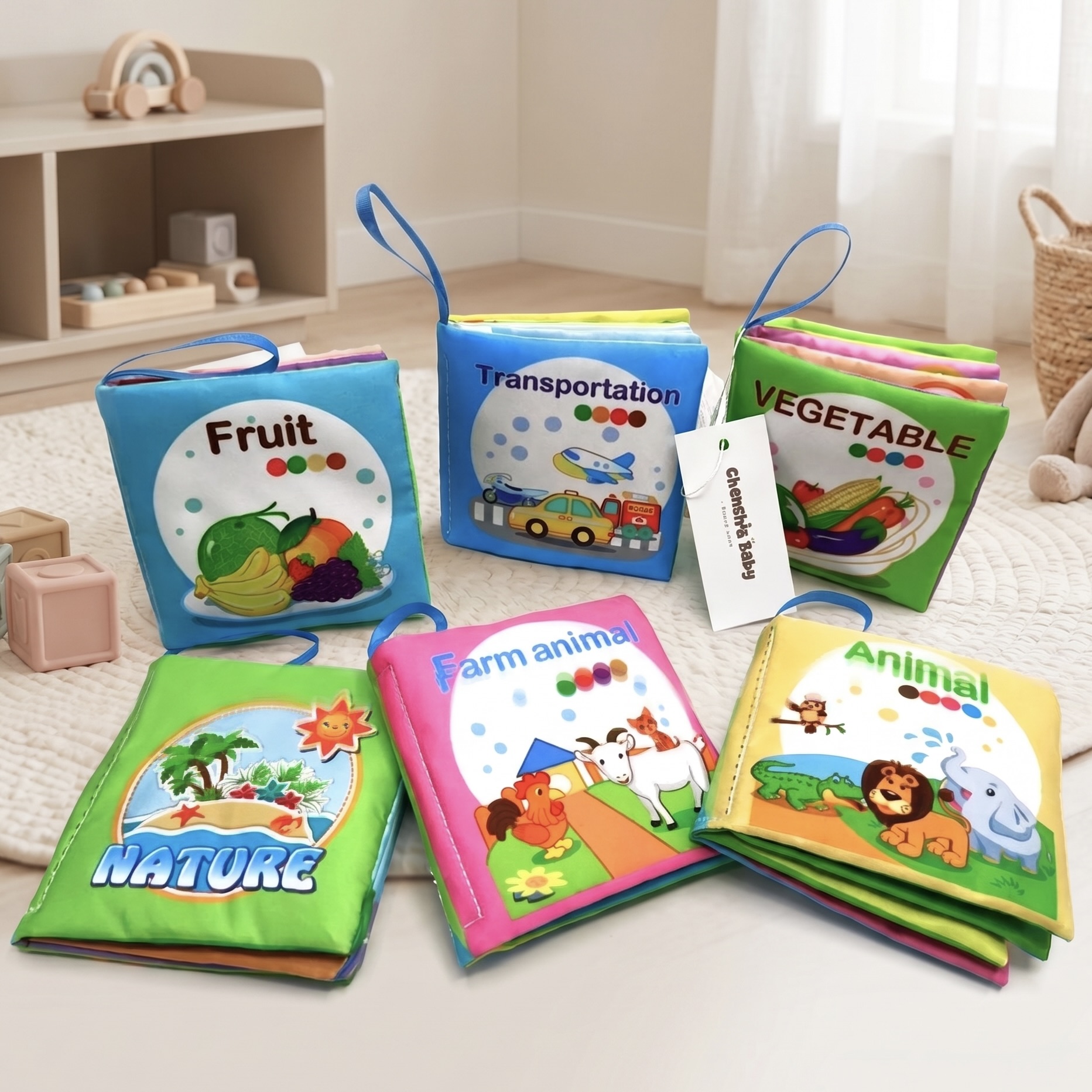 6x Educational Baby Soft Cloth Books