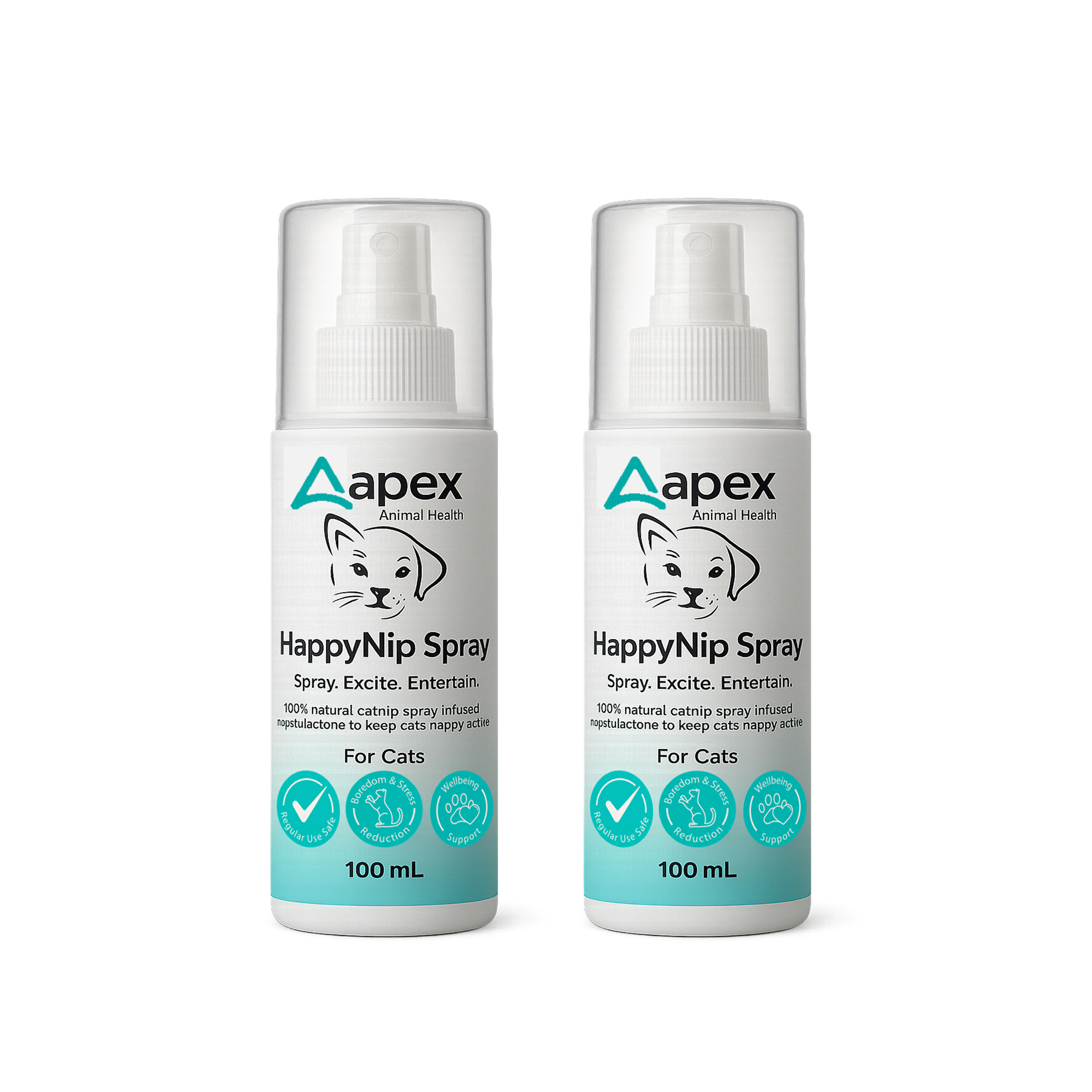 2x 100ml HappyNip Catnip Sprays