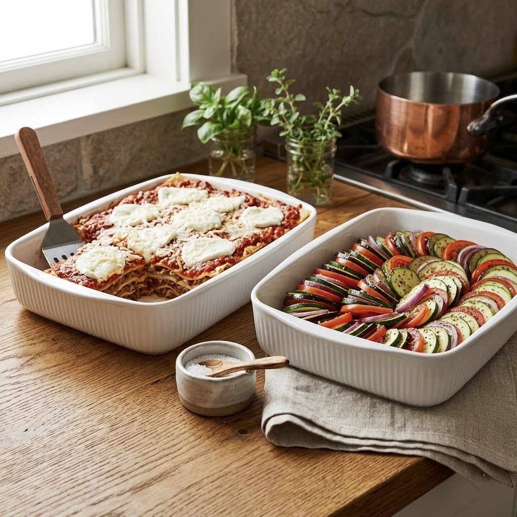 2x Contemporary Porcelain Baking Dishes