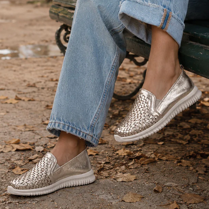 Ladies Genuine Leather Skate Slip-Ons