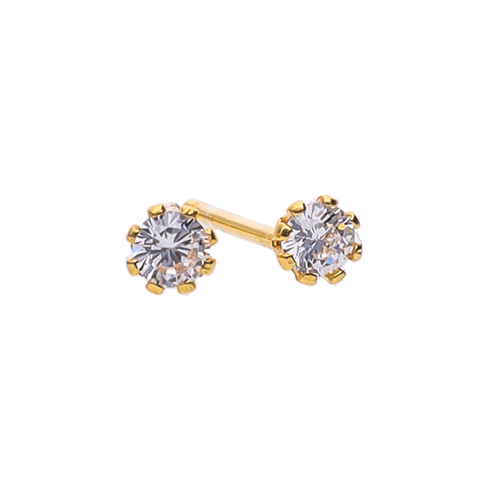 9k Gold & Silver Cubic Zirconia Claw Stud