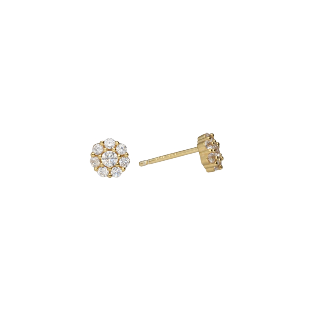 9k Gold Bonded Cubic Zirconia Flower Stud
