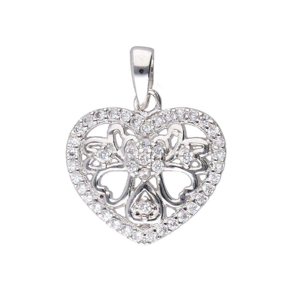 Sterling Silver Cubic Zirconia Heart Pendant