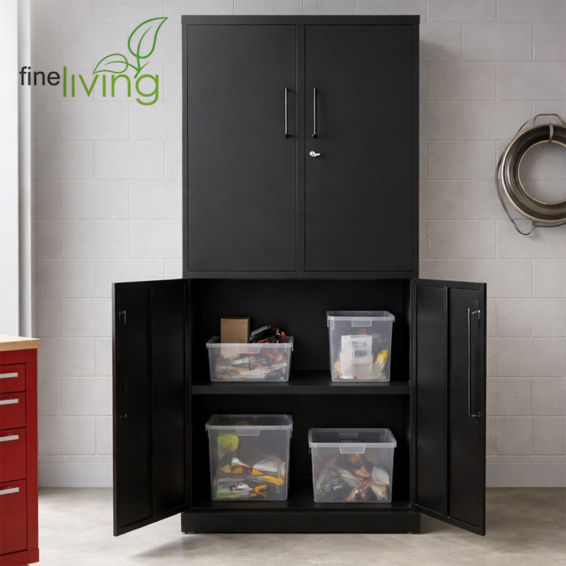 4-Door Metal Storage Cabinet with Adjustable Shelves