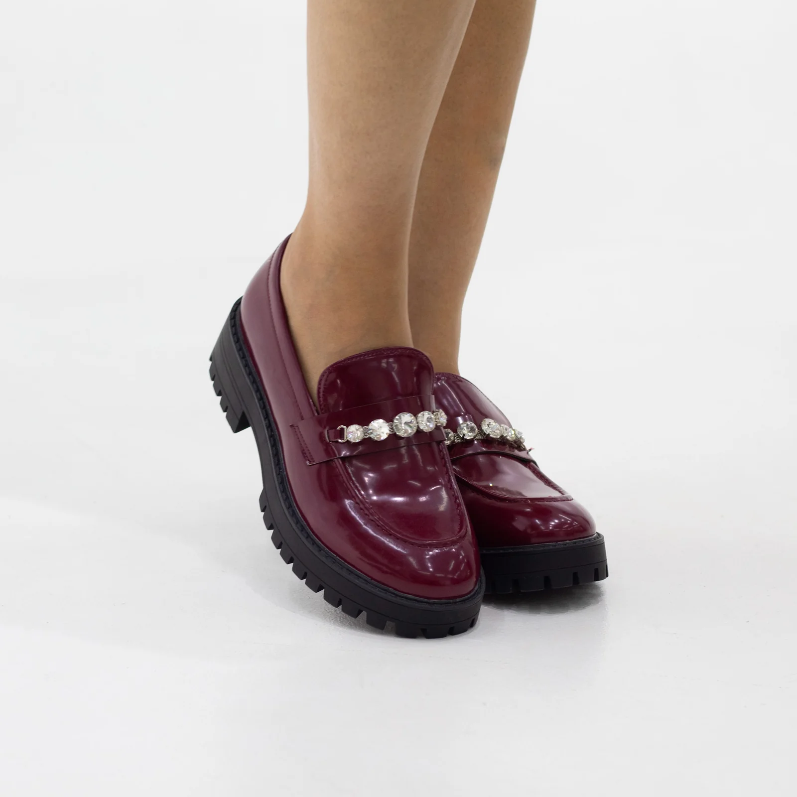 Ladies Burgundy Tofa Chunky Loafers
