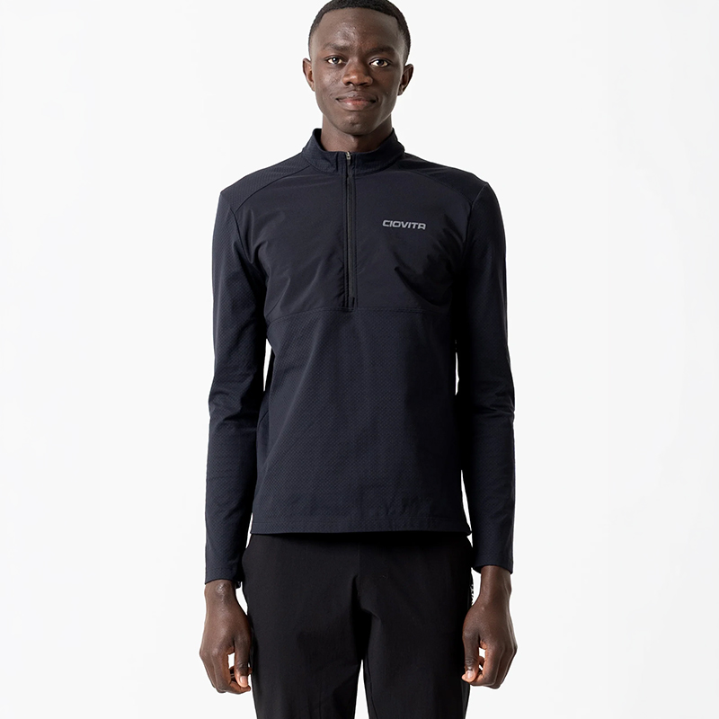 Men's Black Quarter Zip Thermal Top