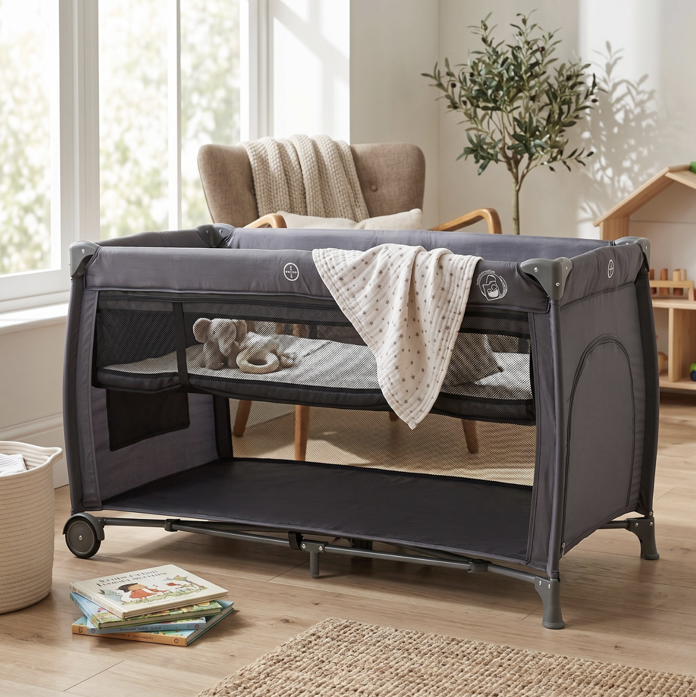 2-in-1 Extra Length Baby Camp Cot & Travel Bed
