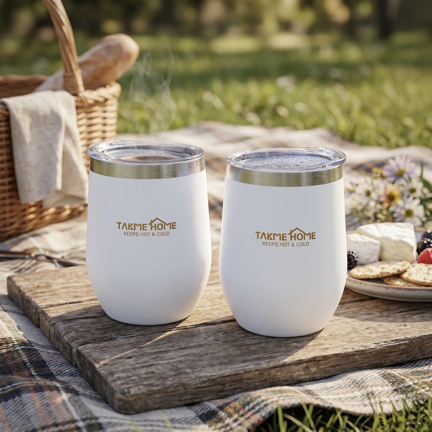 2x 320ml Stainless Steel Double-Wall Tumblers with Lids